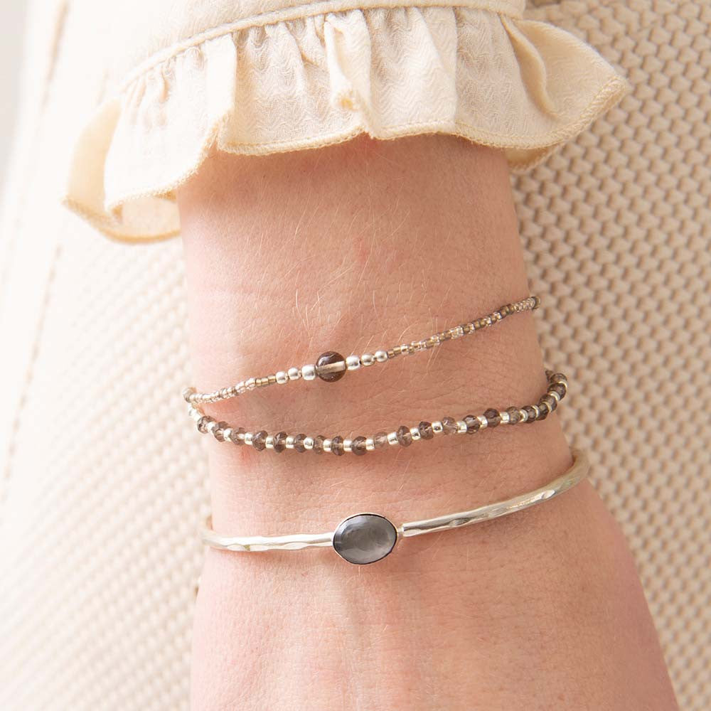 Iris Card Rauchquarz Silber Armband