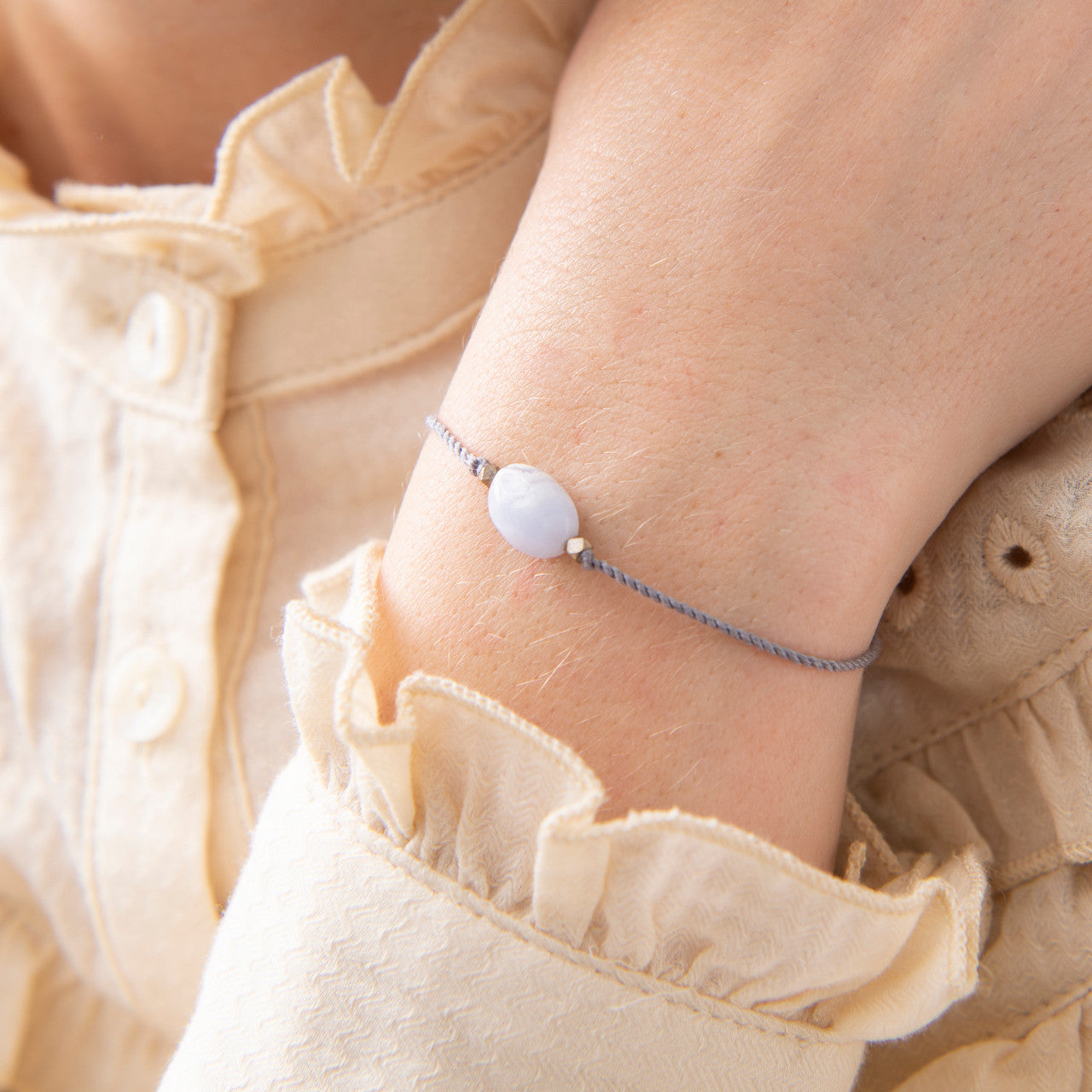 Edelsteinkarte Blauer Achat Silber Armband