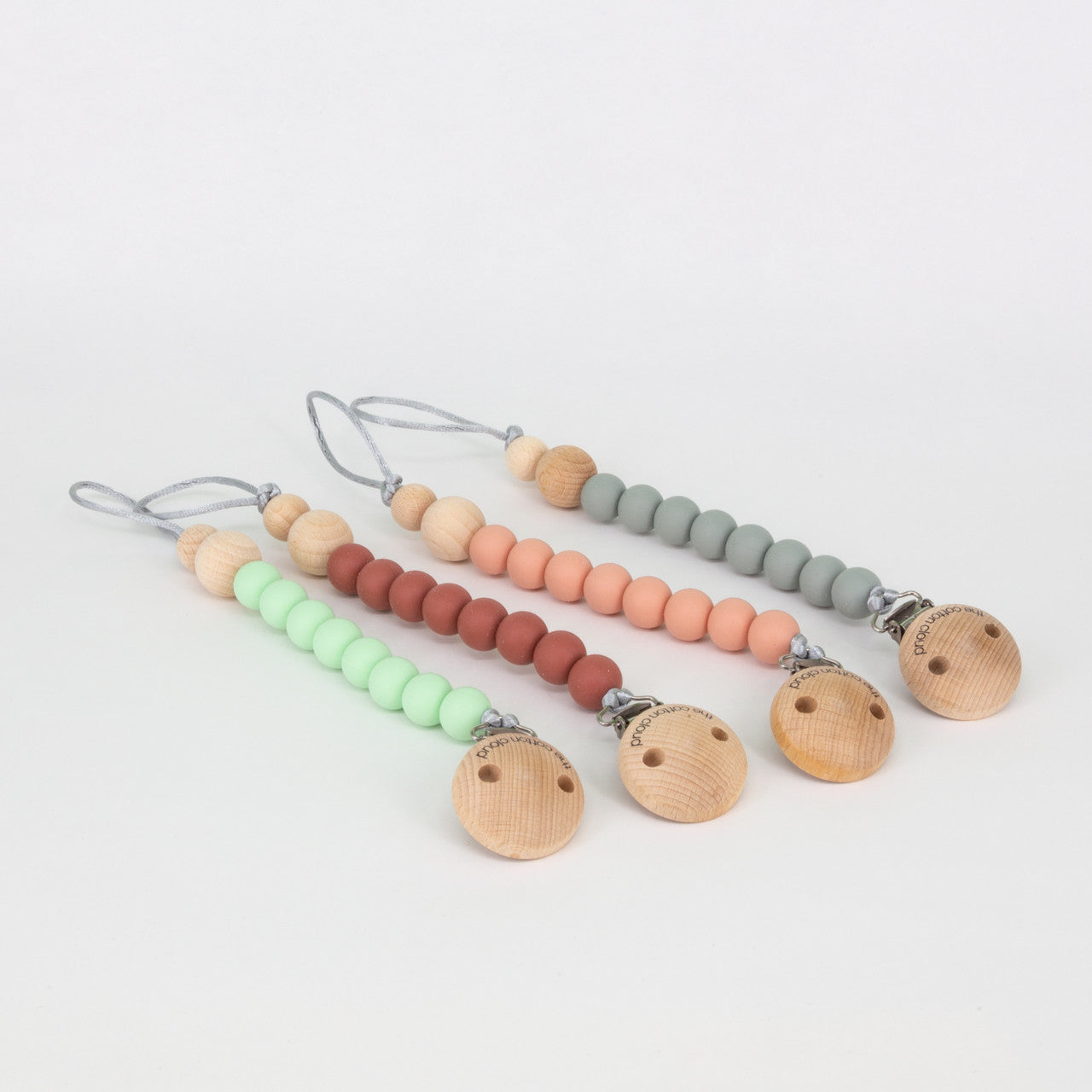 Schnullerkette Round aus Silikon und Holz - dusty pink - the cotton cloud