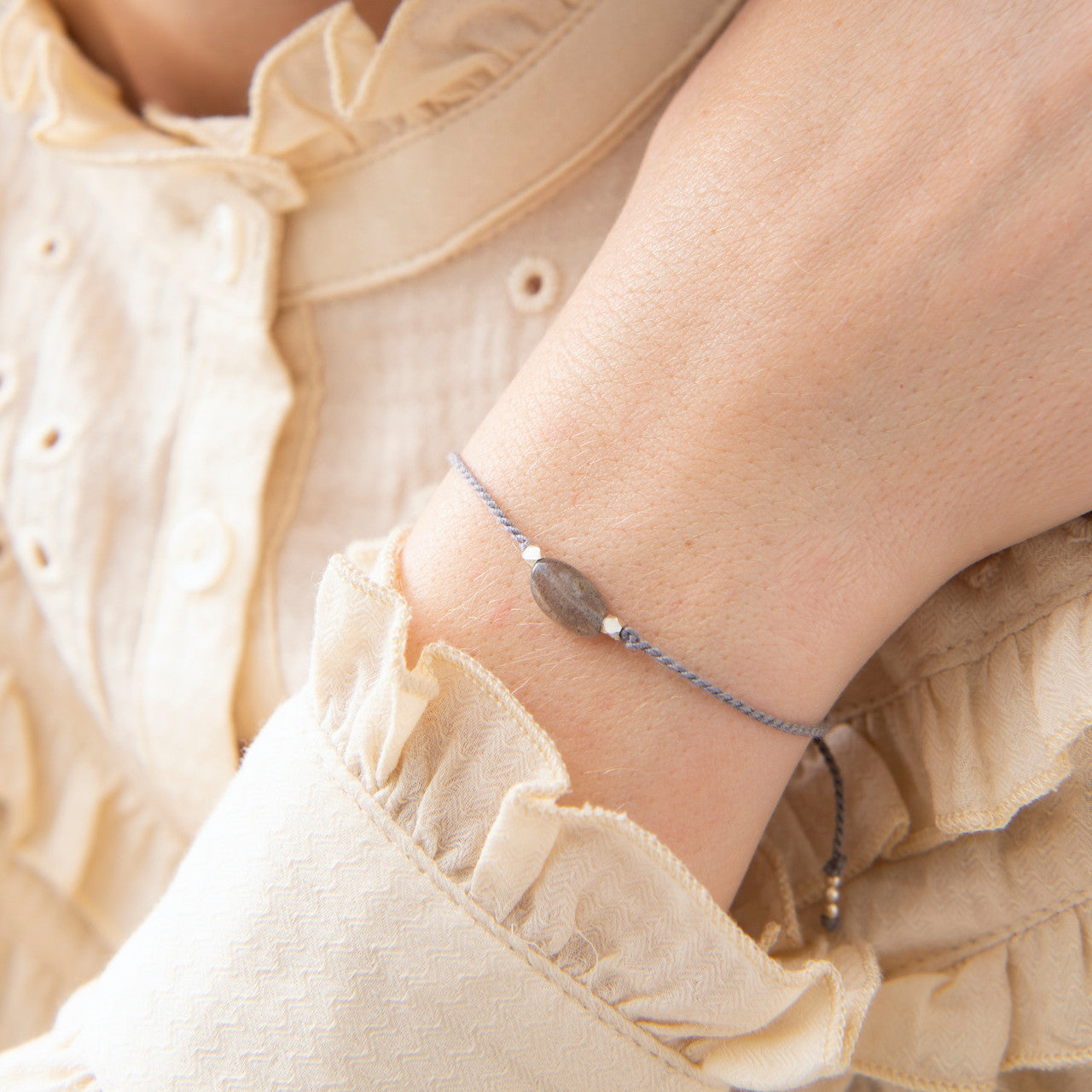 Edelsteinkarte Labradorit Silber Armband
