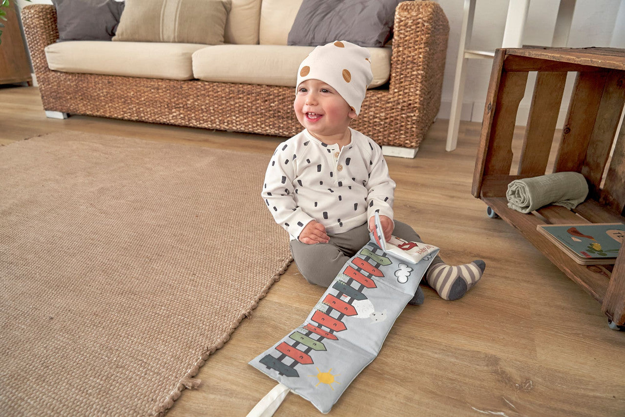 Babymütze Beanie große Punkte Beige