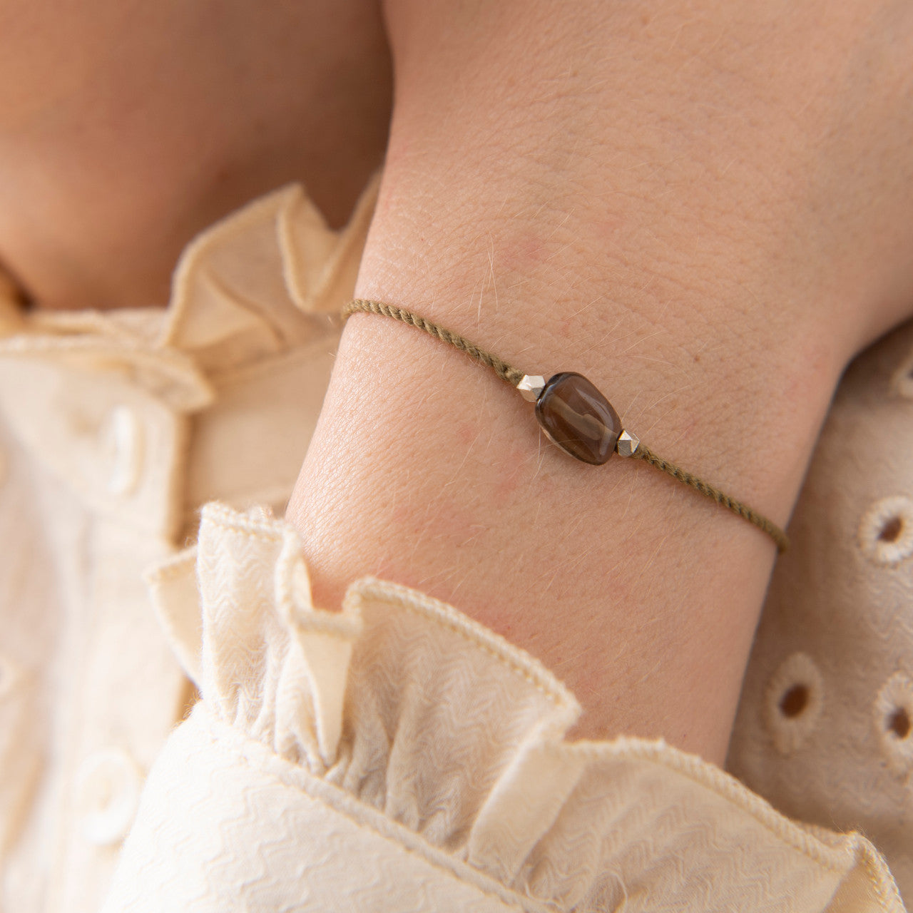 Edelsteinkarte Rauchquarz Silber Armband