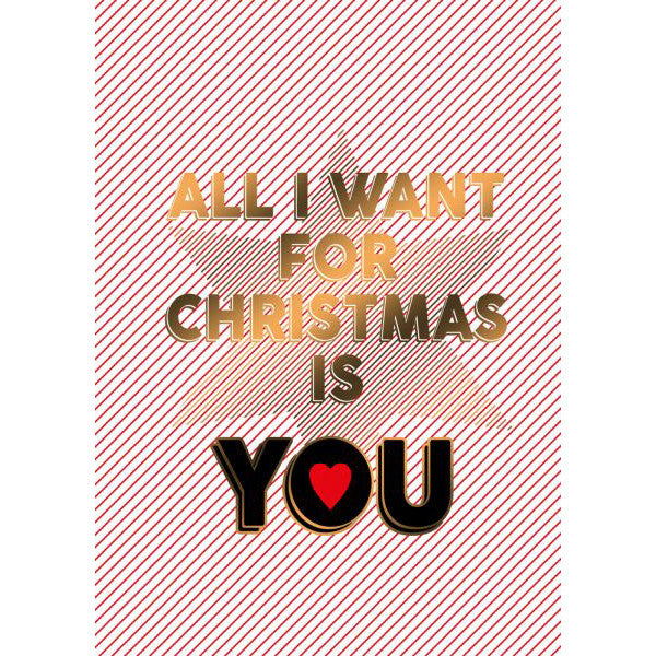 Weihnachtspostkarte All I want for Christmas is you