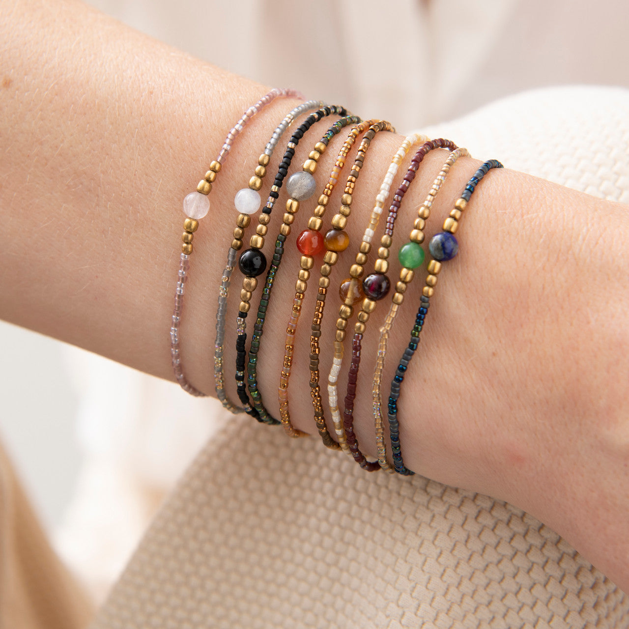 Iris Card Rosenquarz Gold Armband