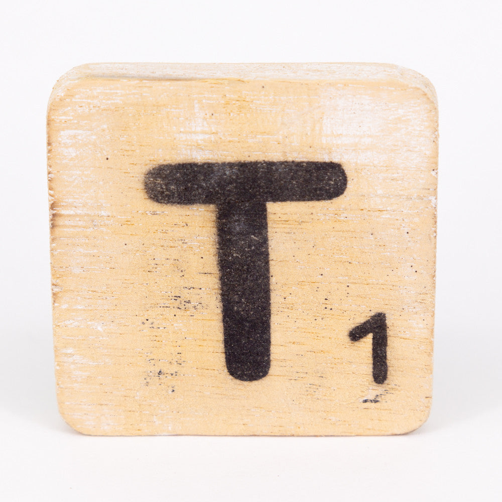 Holzbuchstabe - T - im Scrabble-Style