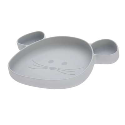 Silikonteller mit Saugfuß Little Chums Mouse Grau