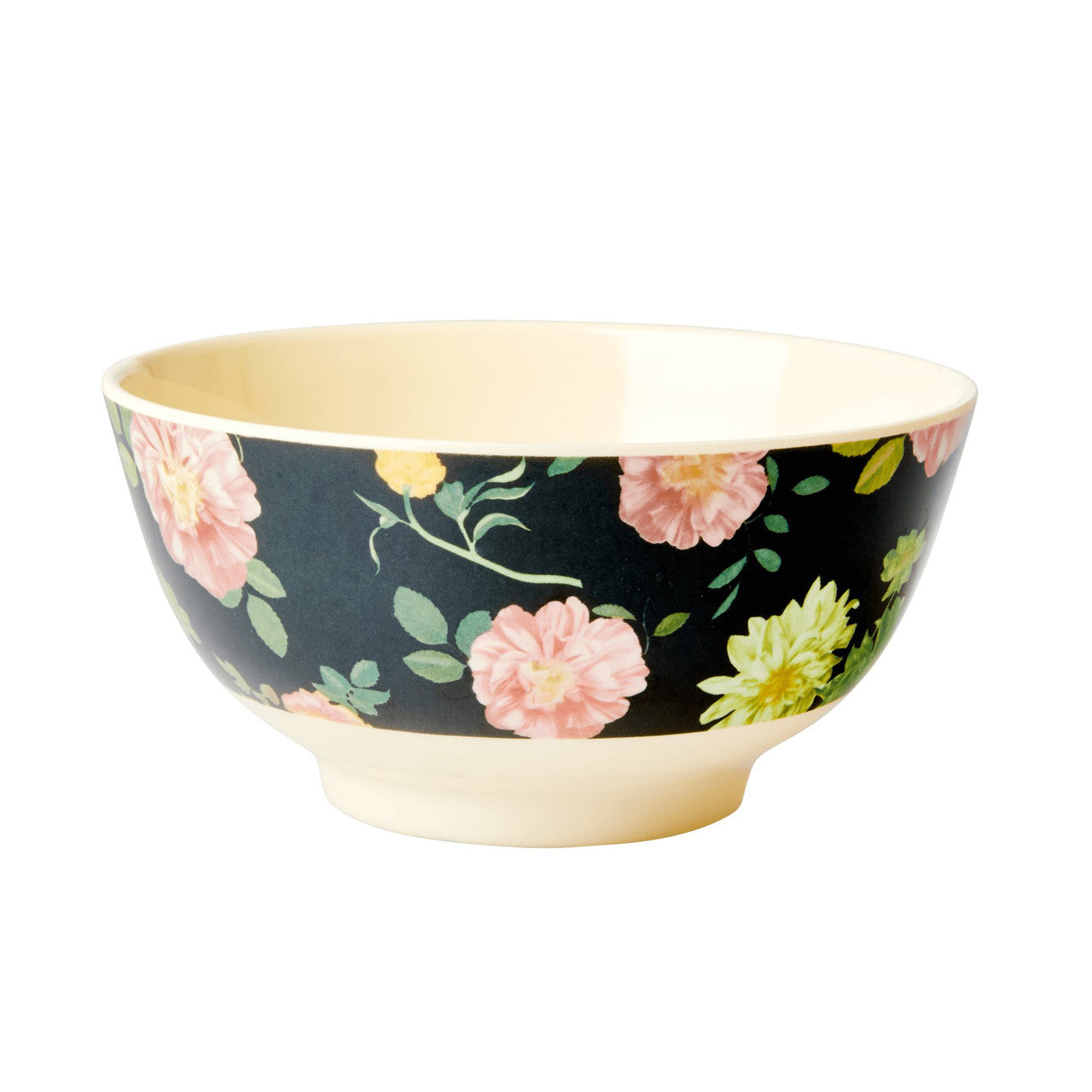 Medium Melamine Bowl Dark Rose Print