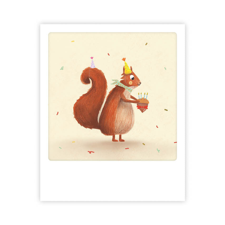 Kleine-Postkarte - Birthday Squirrel