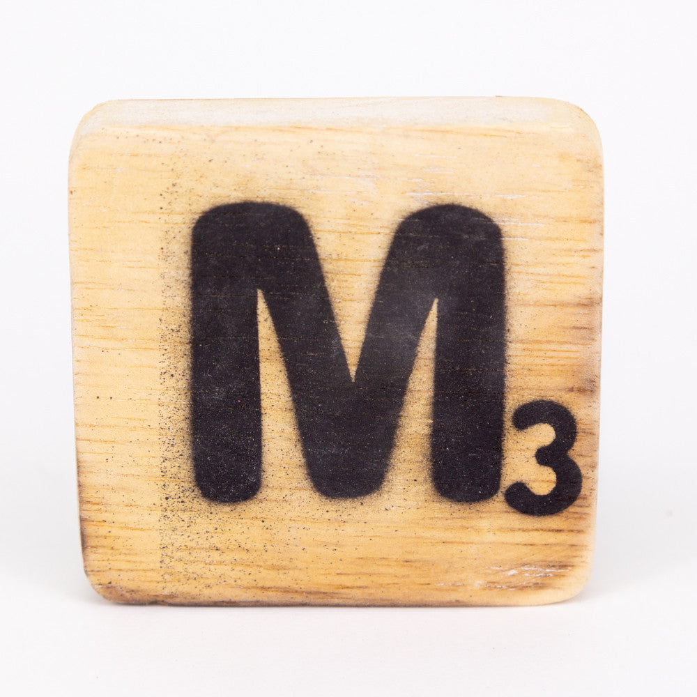 Holzbuchstabe - M - im Scrabble-Style