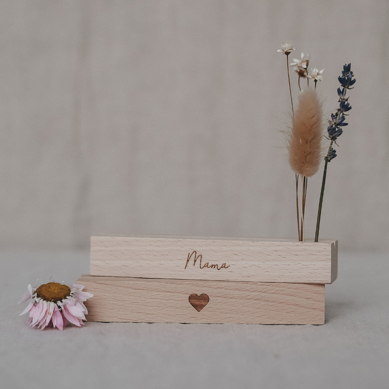 Karten- und Blumenhalter Mama & Herz - 2er Set - 12 cm
