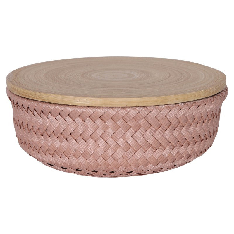Flechtkorb mit Bambusdeckel Wonder round Basket S copper blush