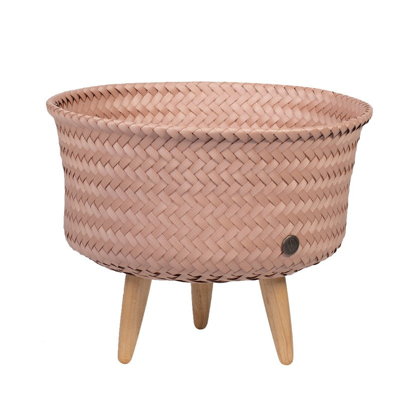 Pflanzenständer Up Low Basket Round basket with wooden feet size low copper blush