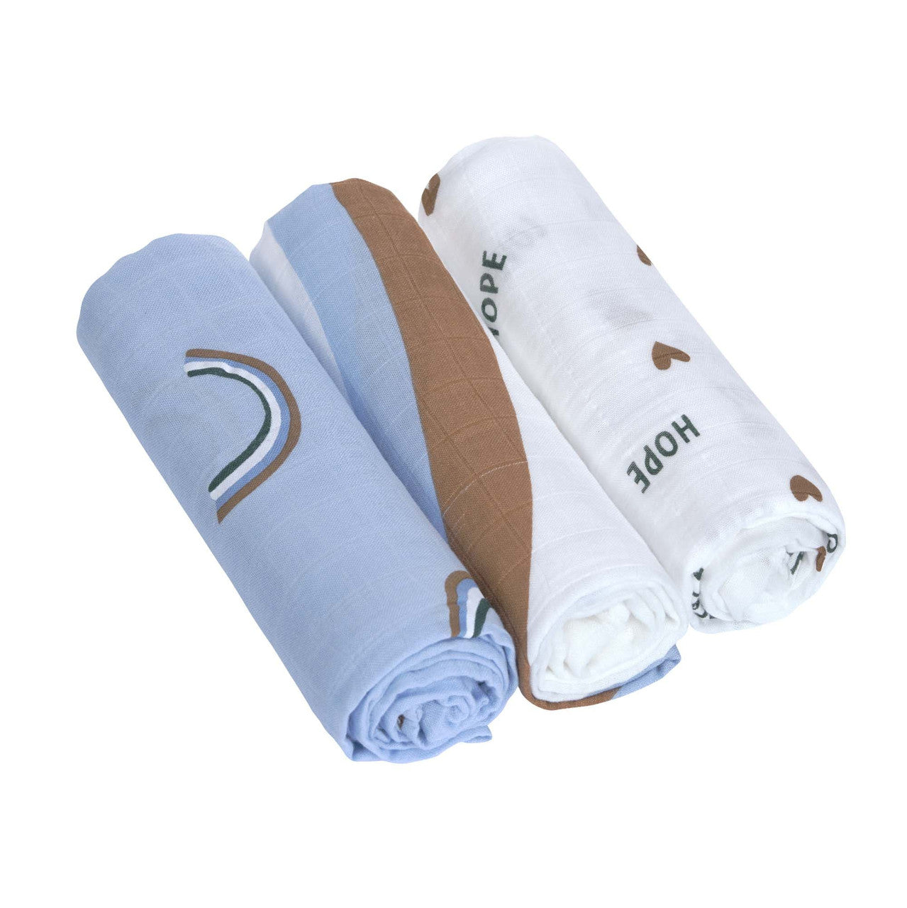 Spucktuch Regenbogen blau Happy Rascals Heavenly Soft Swaddle