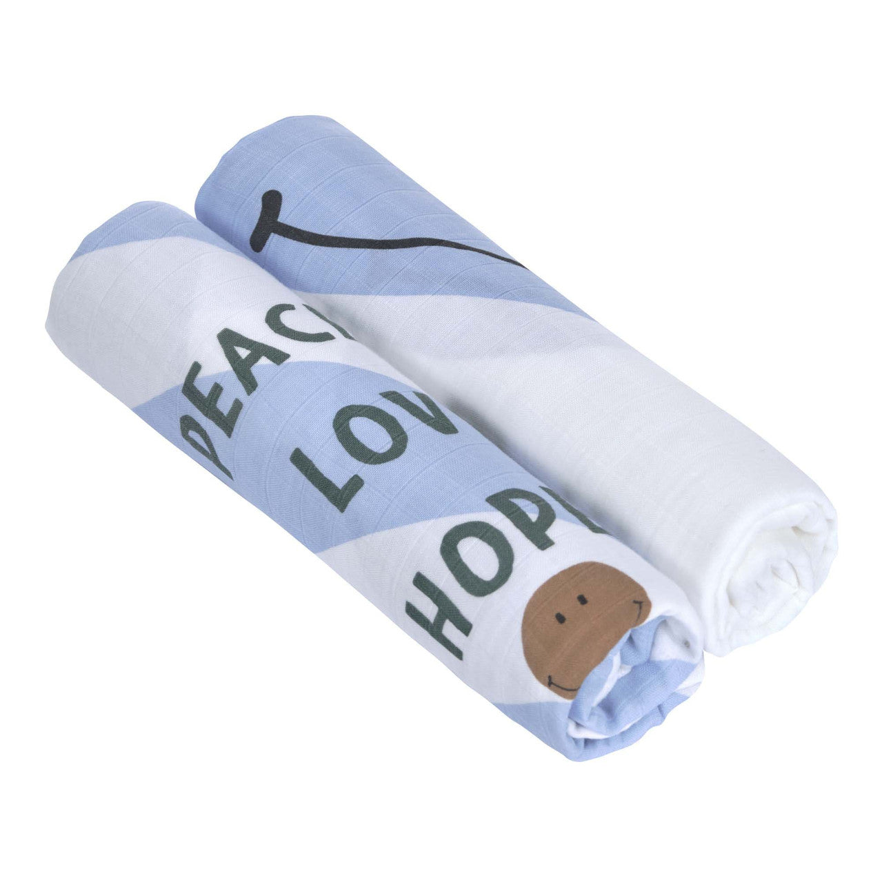 Pucktuch Hope, Peace, Love Heavenly Soft Swaddle blau