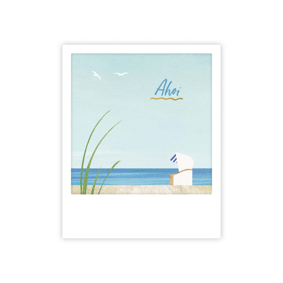 Kleine Postkarte - Ahoi Strandkorb