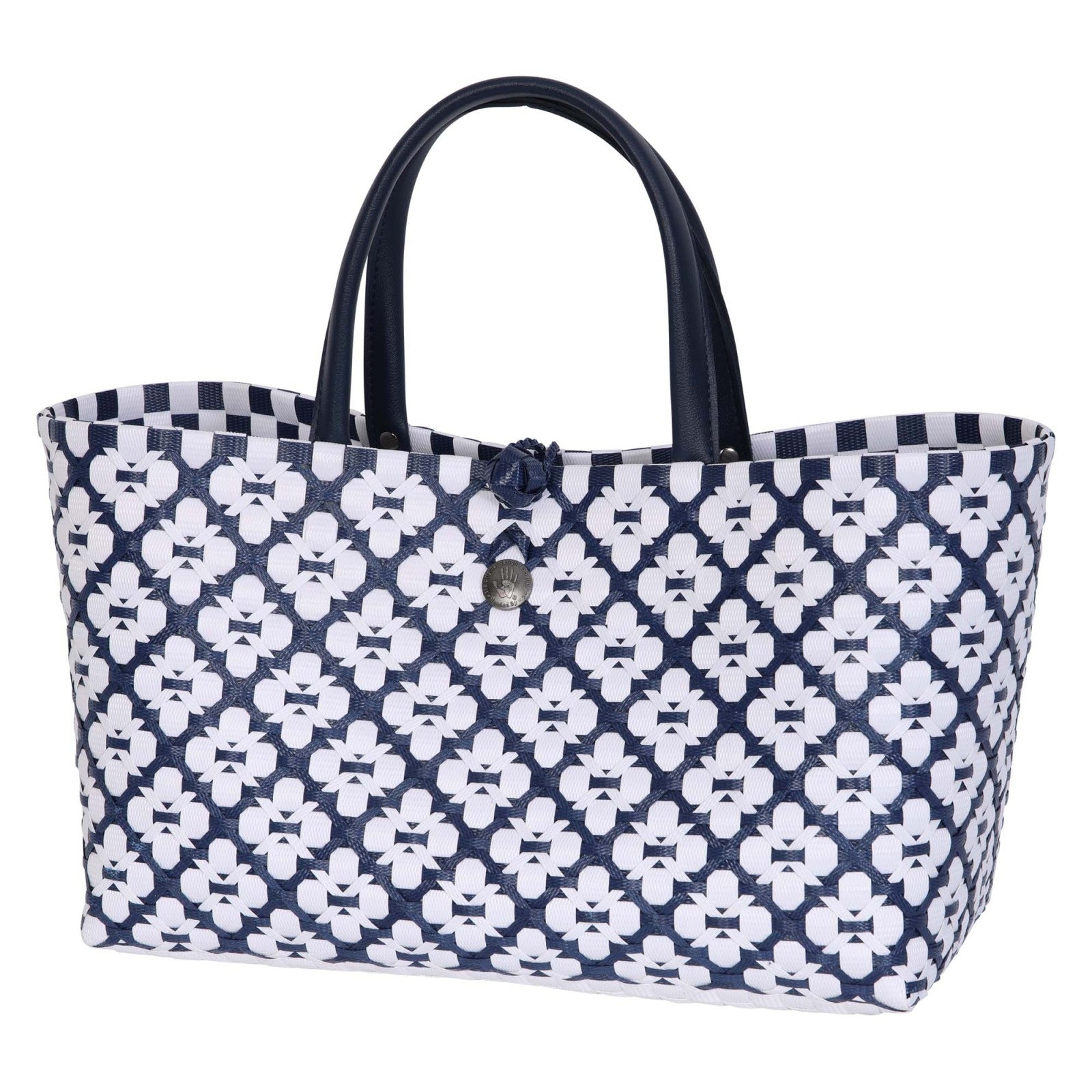 Mini Motif Bag Handbag navy with white pattern size S mit Kunstlederhenkeln
