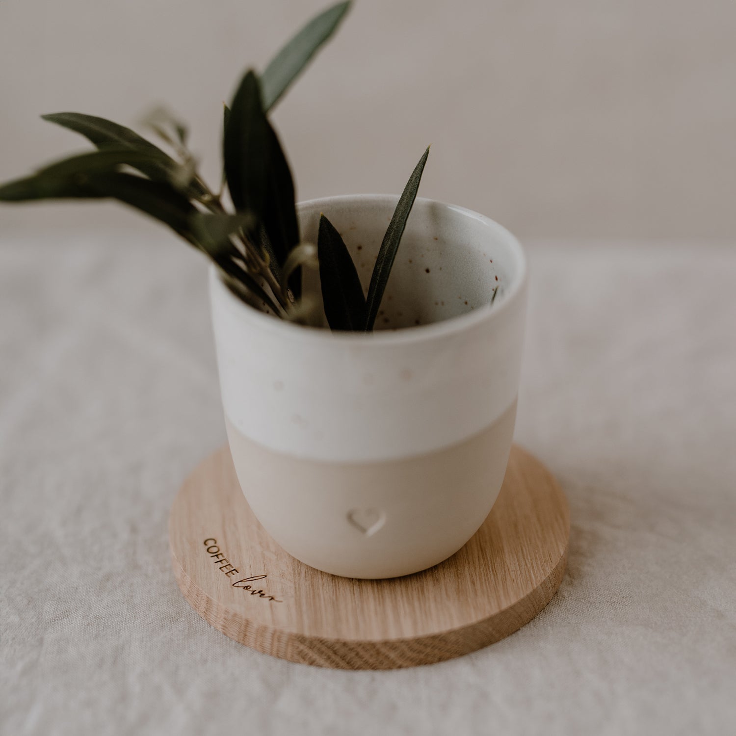 Holzuntersetzer aus Eiche Coffee Lover