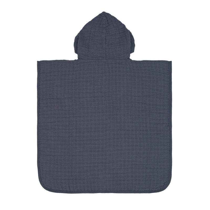 Kinder Badeponcho aus Mull Muslin Poncho Navi