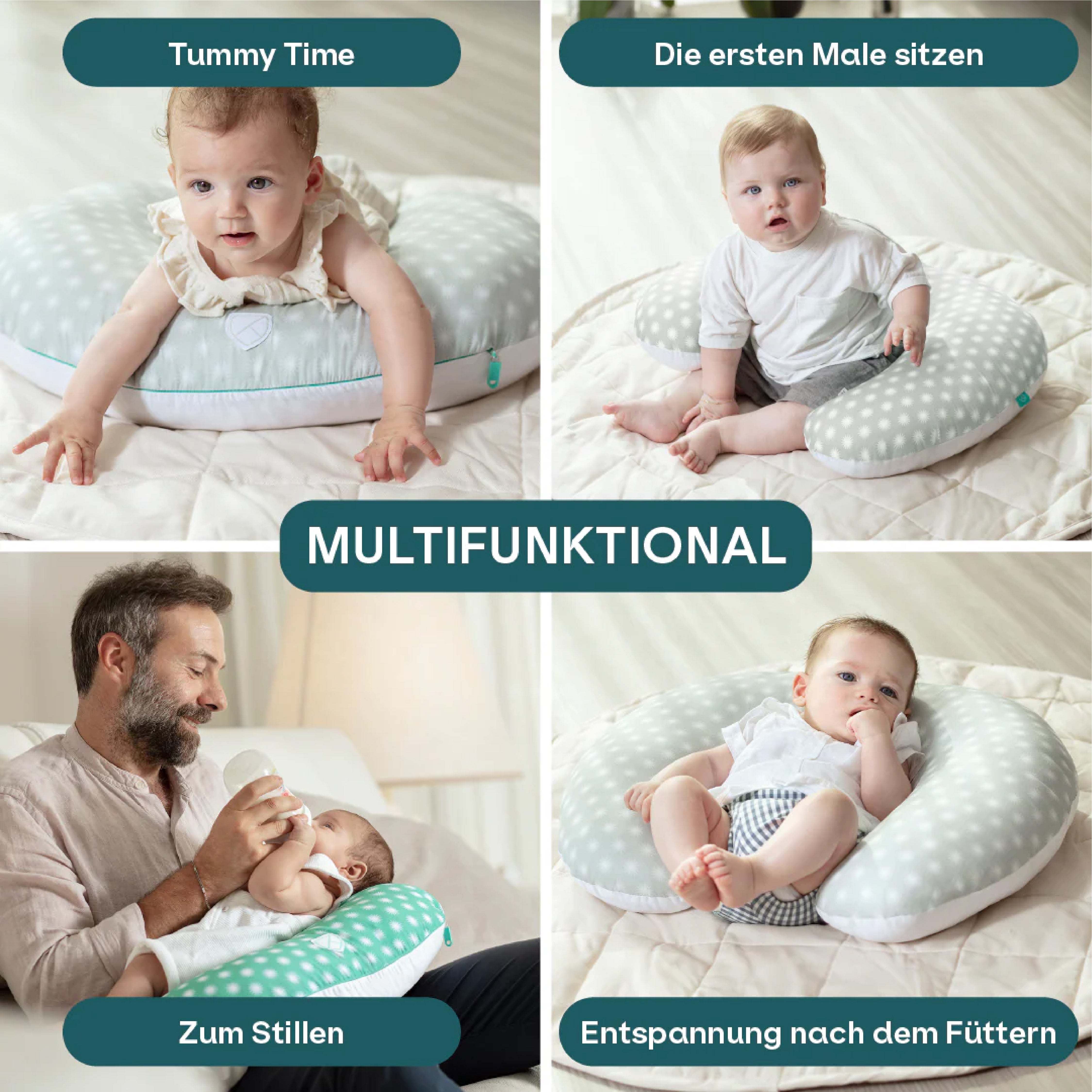 Stillkissen grau mit Sternen
