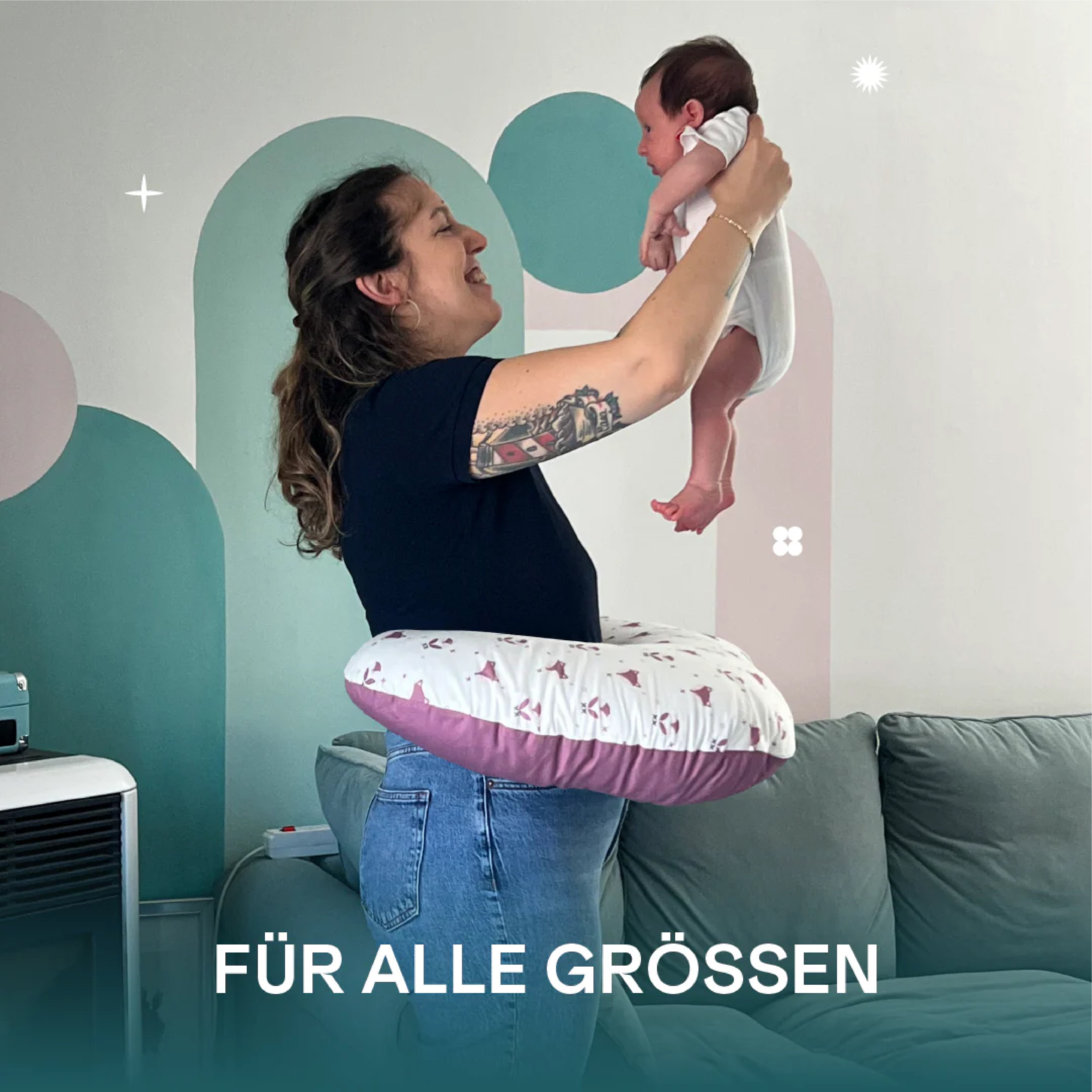 Stillkissen grau mit Sternen