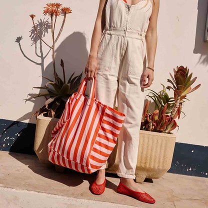 Einkaufstasche Elisa Streifen Tomate Candy Pink