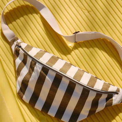 Bauchtasche Elisa Streifen Olive Beige