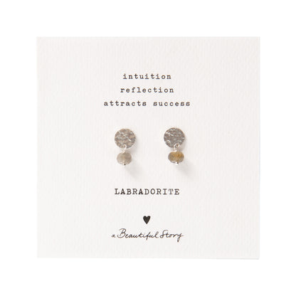 Mini Coin Labradorit Silber Ohrringe