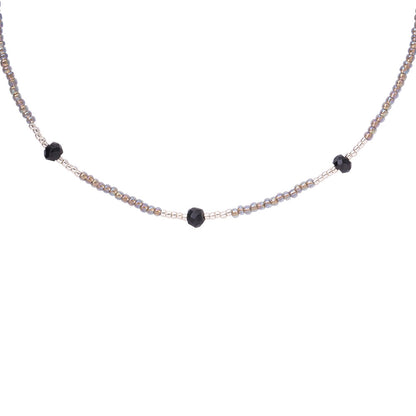 Brightly Schwarzer Onyx Silberfarbig Halskette