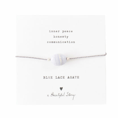 Edelsteinkarte Blauer Achat Silber Armband