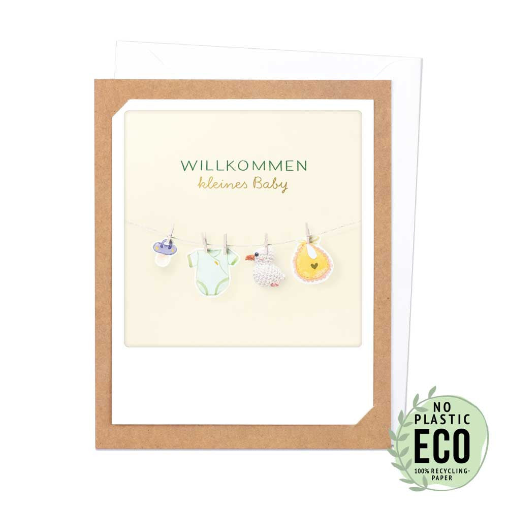 Photo Klappkarte - Kleines Baby Wäscheleine