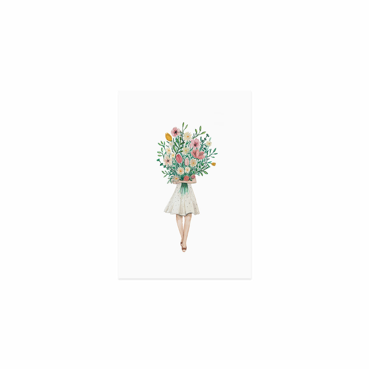 Aquarellkarte Flowergirl Pink