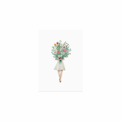 Aquarellkarte Flowergirl Pink