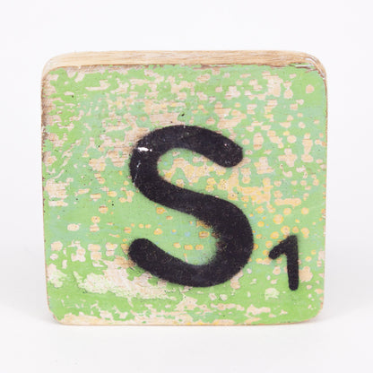 Holzbuchstabe - S - im Scrabble-Style