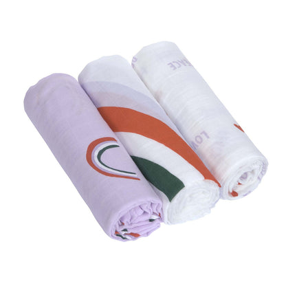 Spucktuch Regenbogen groß Happy RascalsHeavenly Soft Swaddle lila