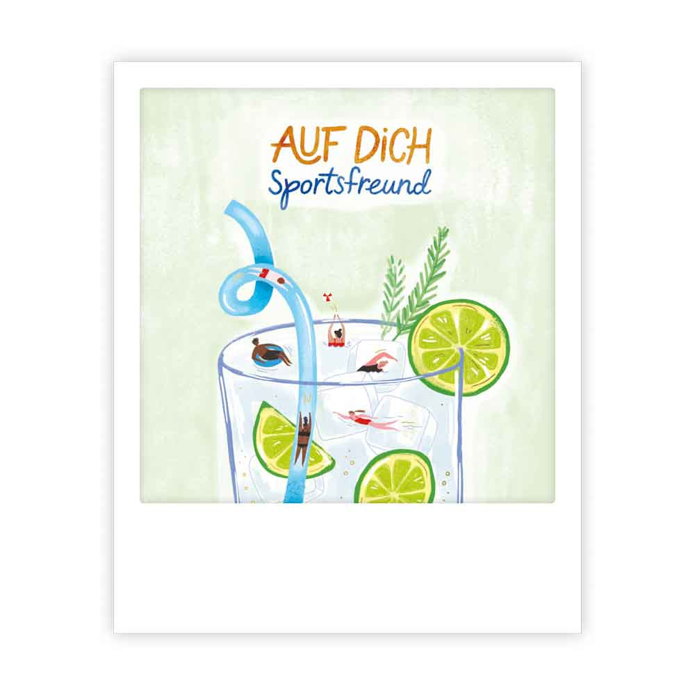 Kleine Postkarte - Auf dich Sportsfreund