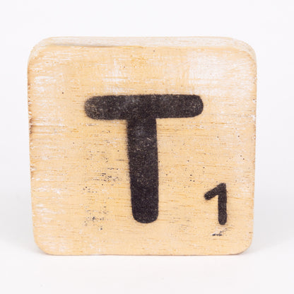 Holzbuchstabe - T - im Scrabble-Style