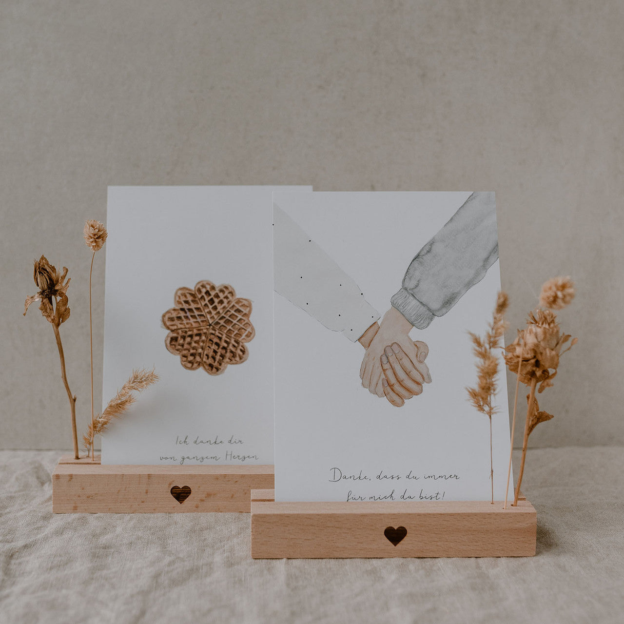 Karten- und Trockenblumenständer Herz - 12 cm