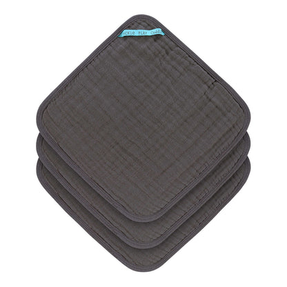 Waschlappen aus Muslin Anthracite - 3 Stk