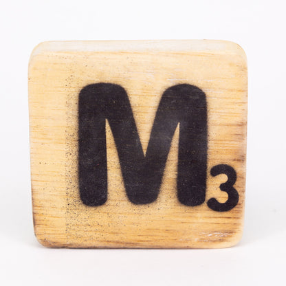 Holzbuchstabe - M - im Scrabble-Style