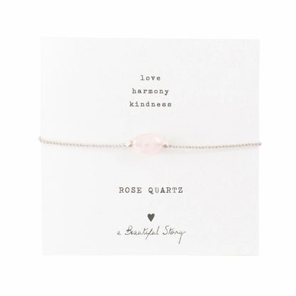 Edelsteinkarte Rosenquarz Silber Armband