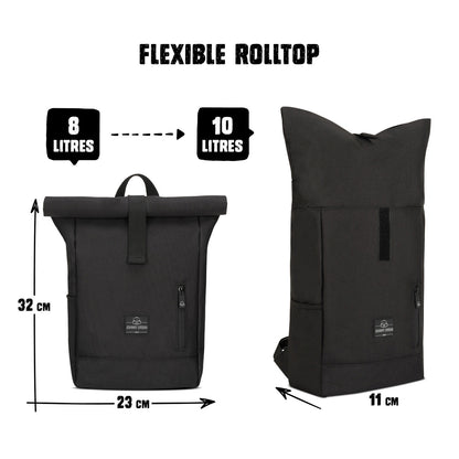 Kinderrucksack Rolltop Aaron schwarz