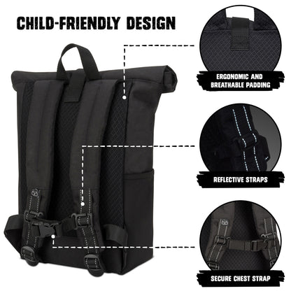 Kinderrucksack Rolltop Aaron schwarz