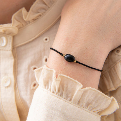 Edelsteinkarte Schwarzer Onyx Gold Armband