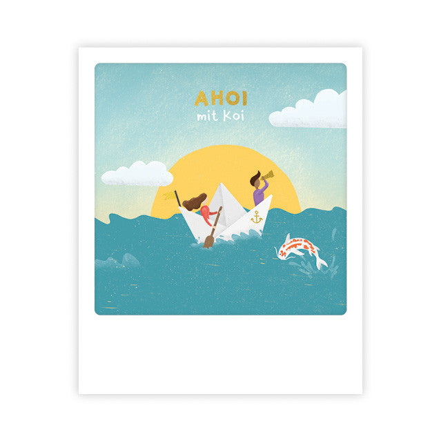 Kleine Postkarte - Ahoi mit Koi