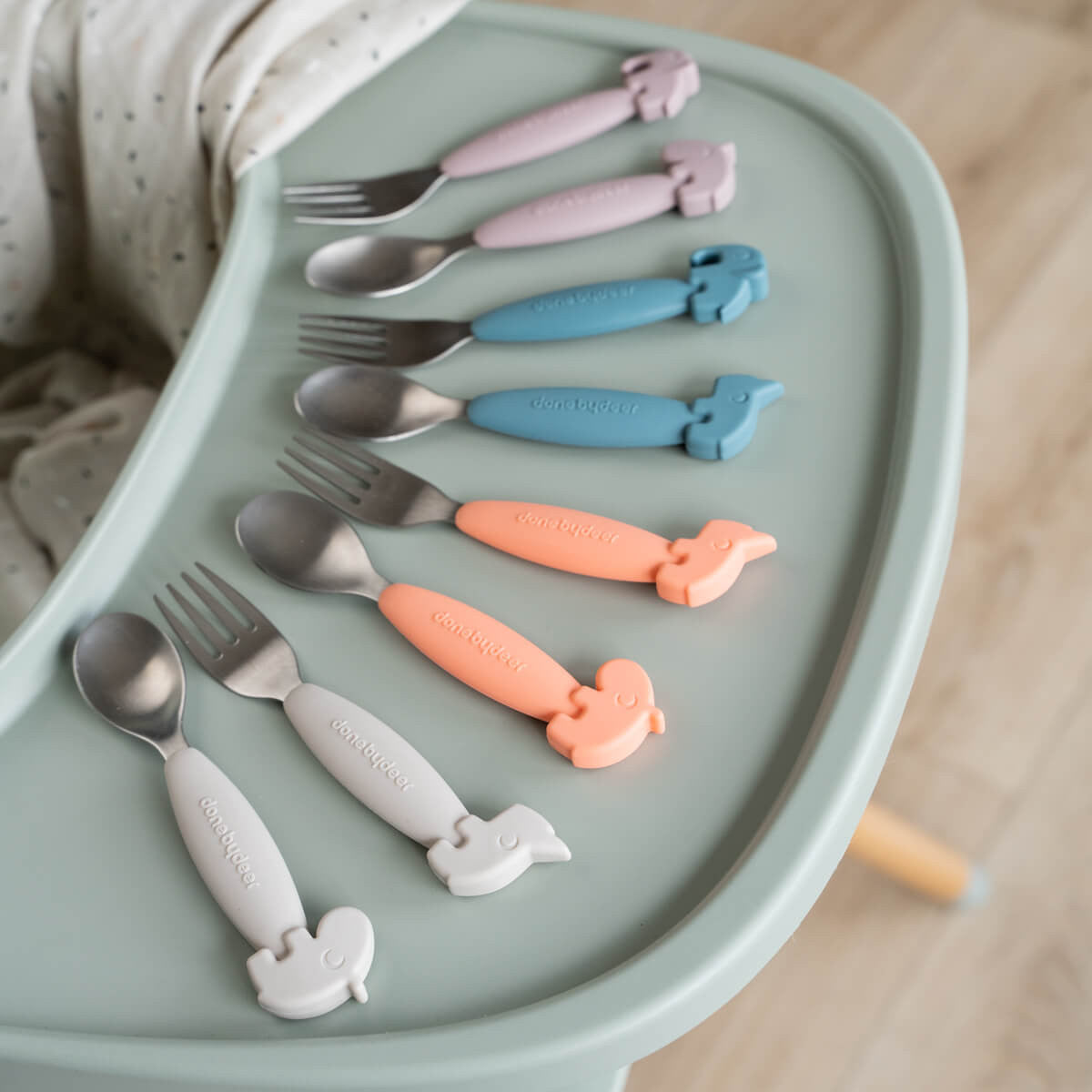 Easygrip Löffel- und Gabelset Deer friends grau