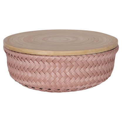 Flechtkorb mit Bambusdeckel Wonder round Basket S copper blush