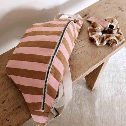 Bauchtasche Elisa Streifen Karamell Erdbeere