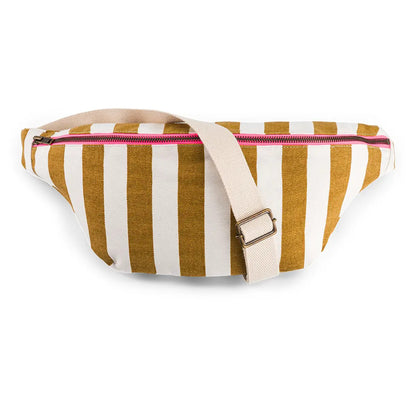 Bauchtasche Elisa Streifen Karamell Ecru