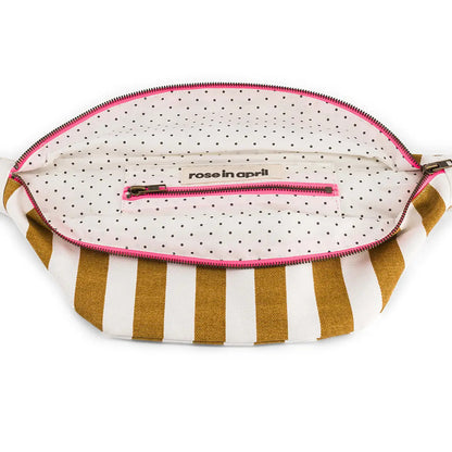 Bauchtasche Elisa Streifen Karamell Ecru