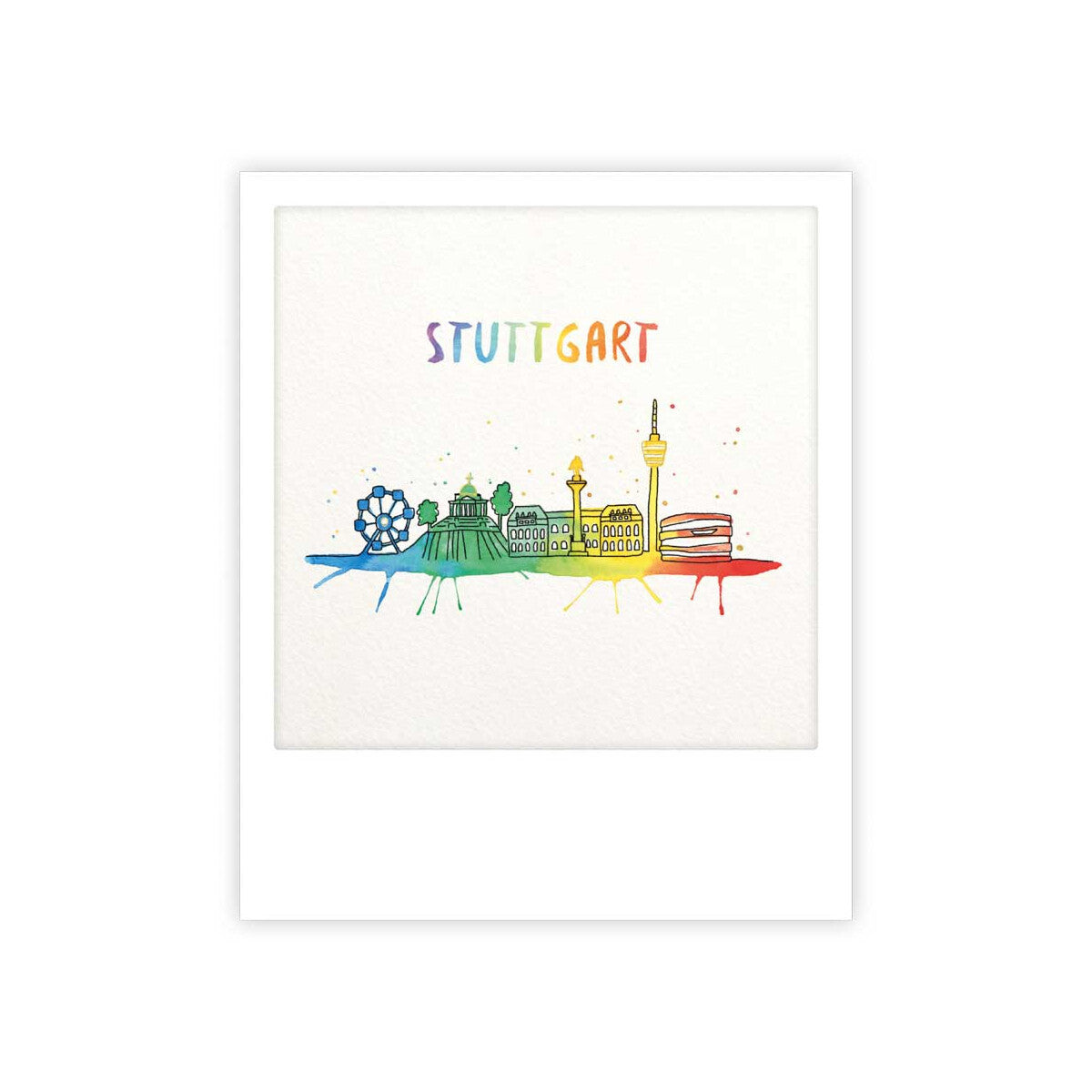 Kleine Postkarte - Stadt Stuttgart Wasserfarben